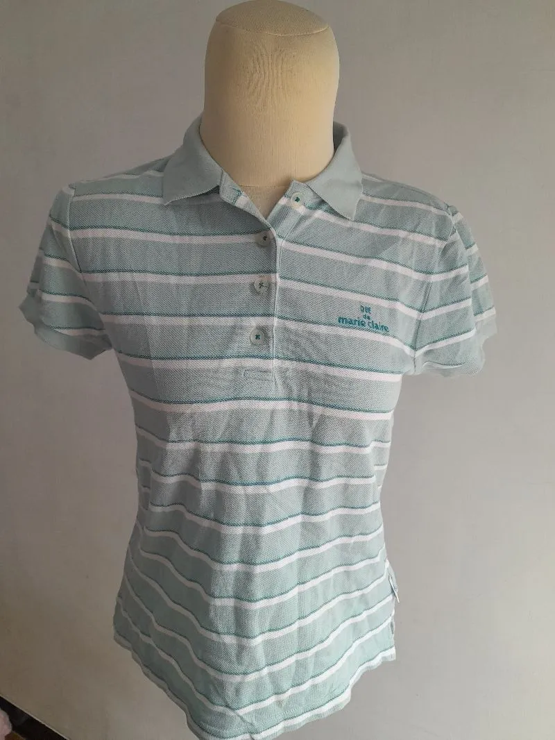 Casual Reworked T-shirt Wanita white blue photo 1