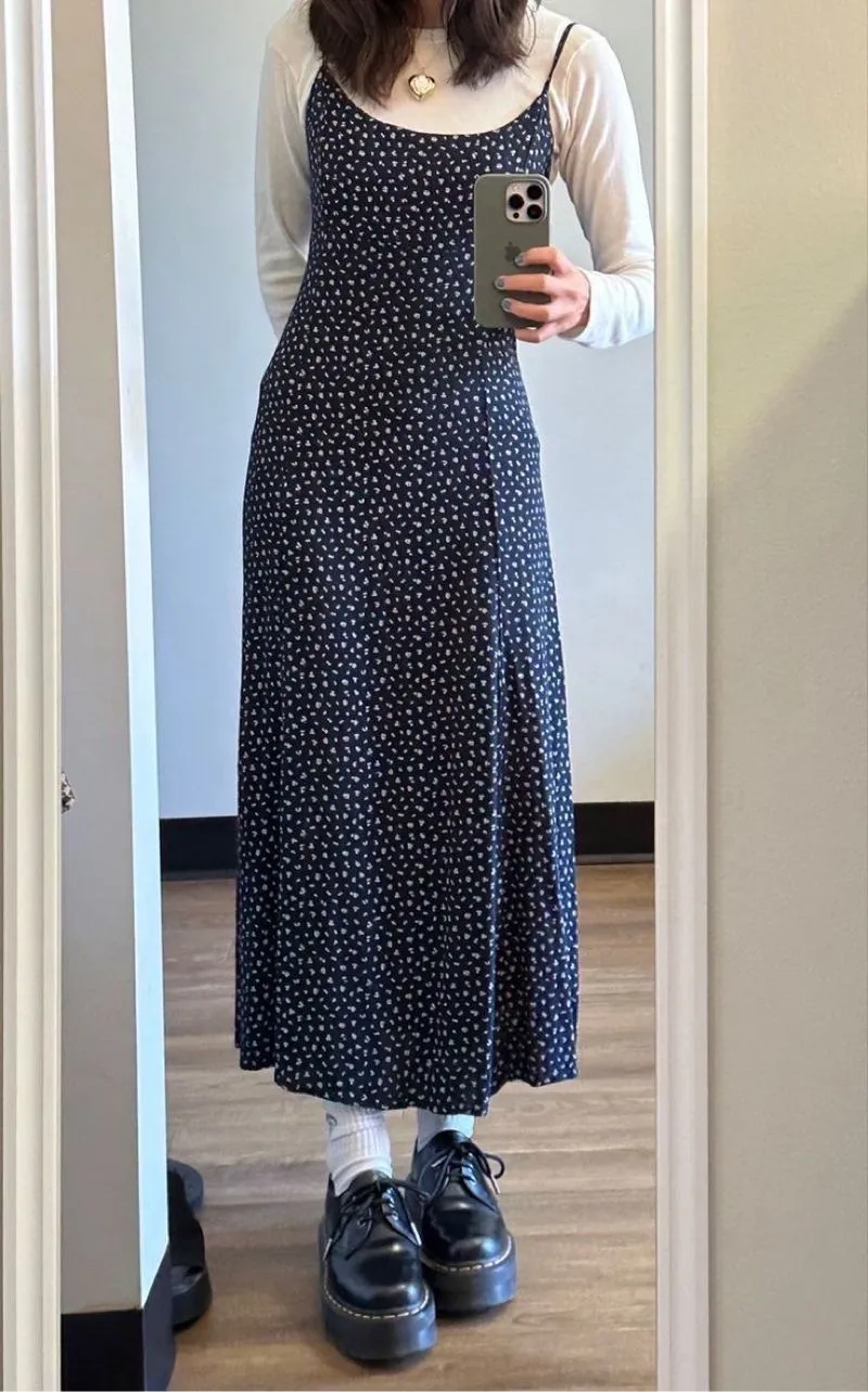 Japanese brand Vintage Summer dress Wanita white black photo 1