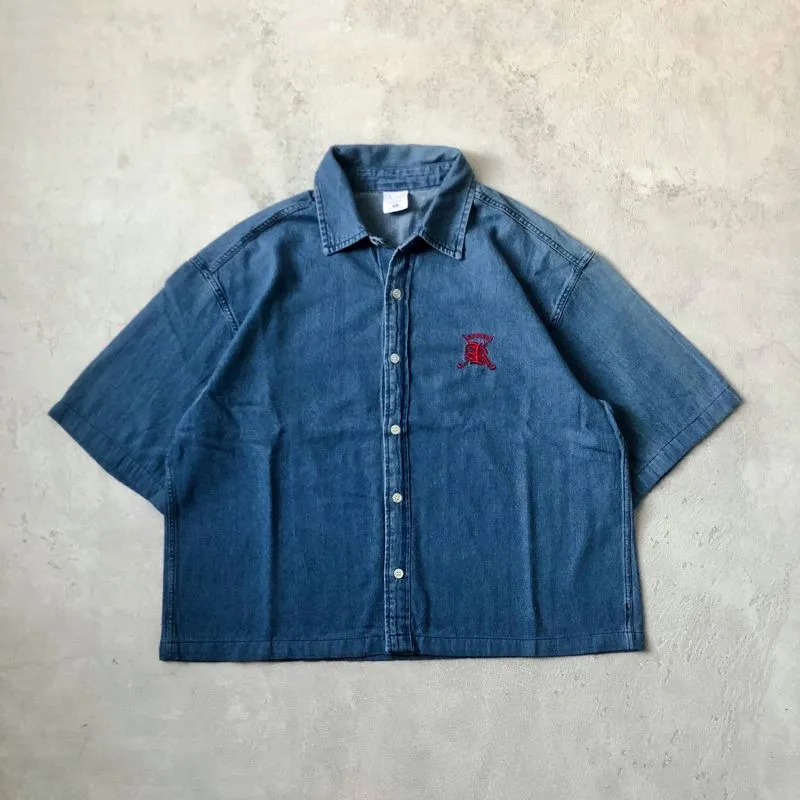Streetwear Y2K Formal shirt Pria blue photo 1