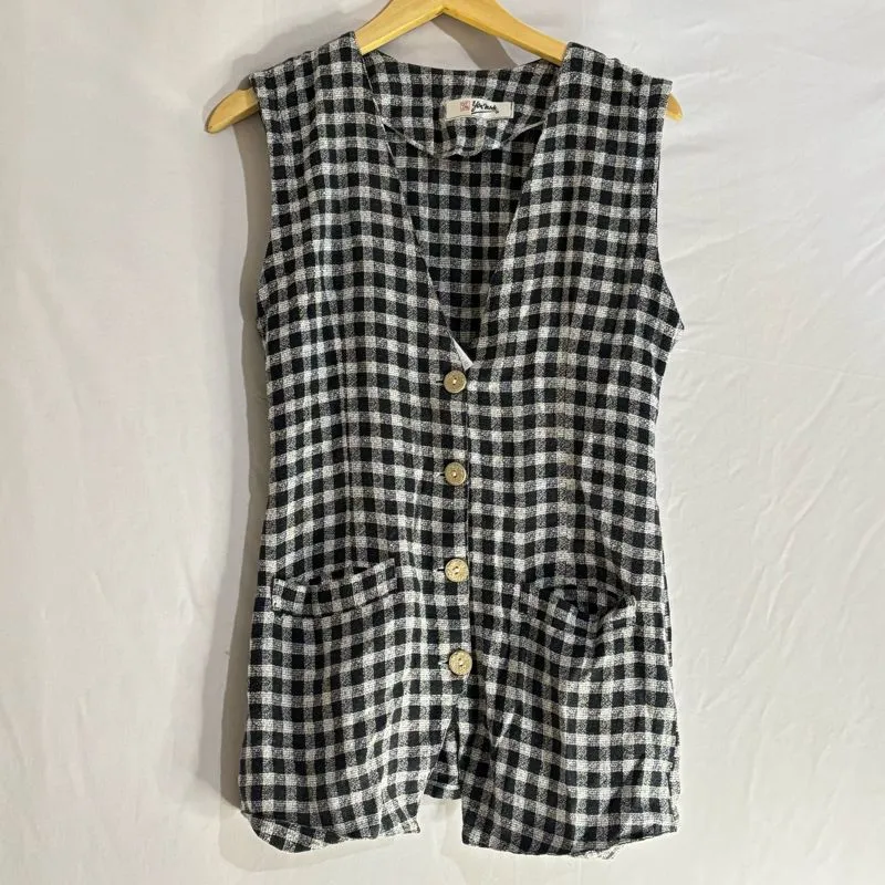 Minimalist Casual Vest Wanita white black photo 1