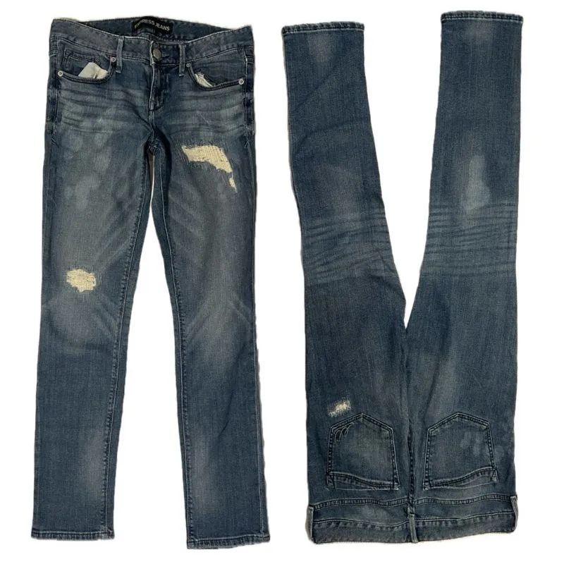 Executive Y2K Casual Skinny jeans Wanita navy blue photo 1
