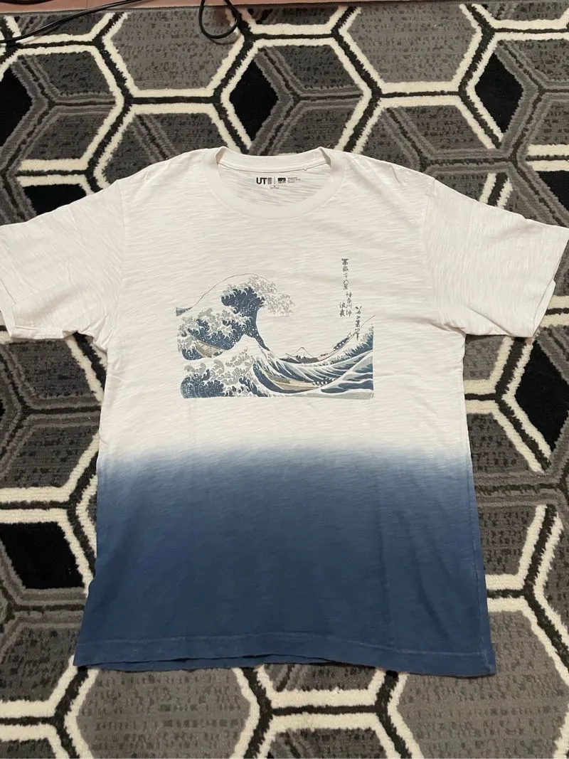 Uniqlo Streetwear T-shirt Pria white navy photo 1