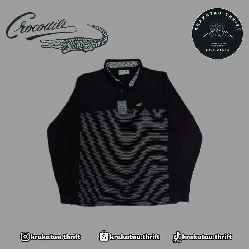 Crocodile Vintage Casual Track jacket Pria white black photo 1