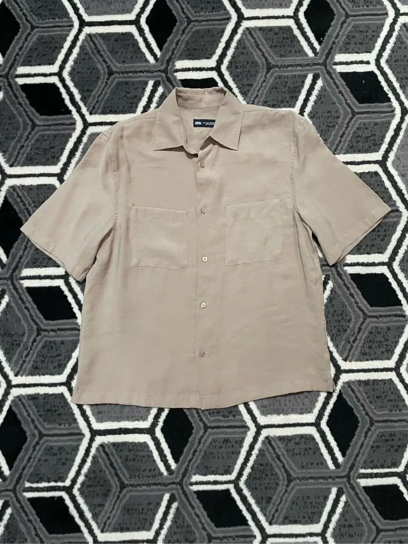 ZARA Casual Casual shirt Pria tan photo 1