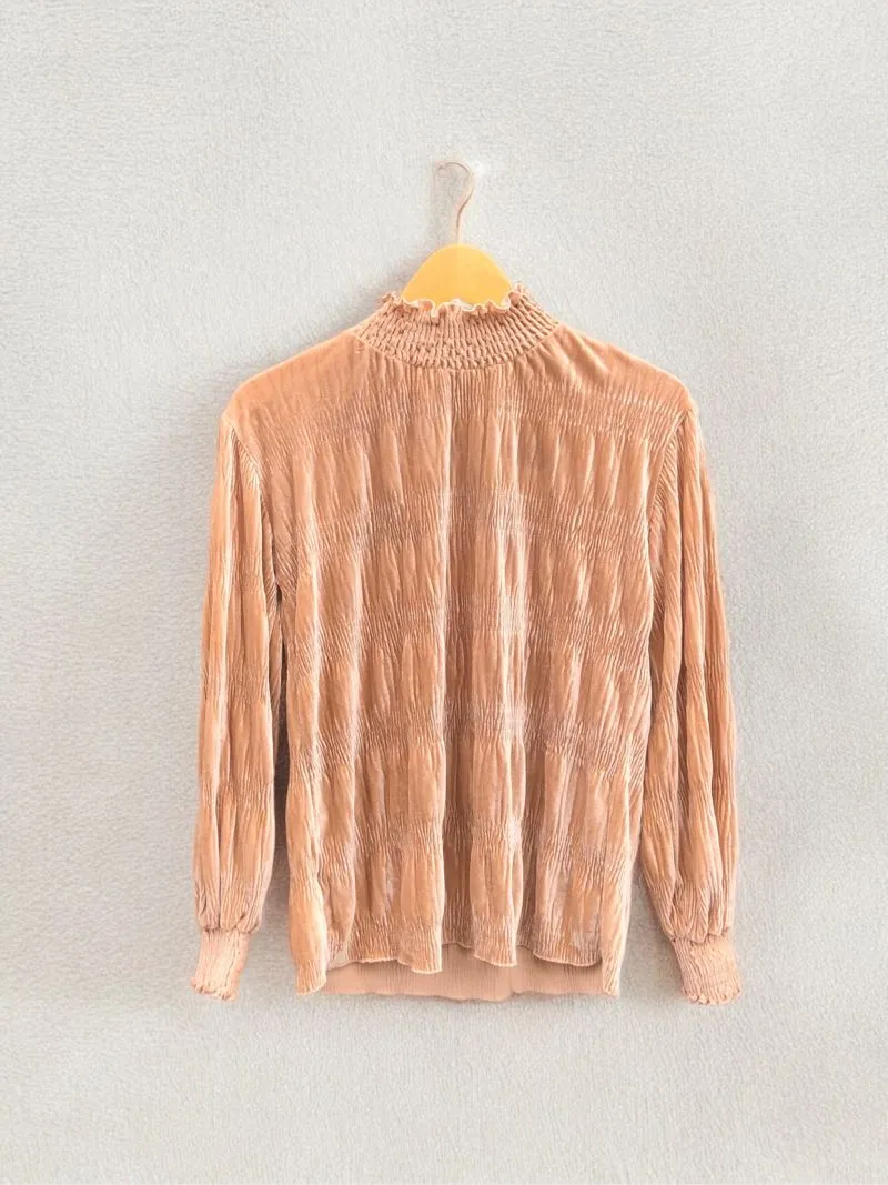 Y2K Blouse Wanita tan photo 1