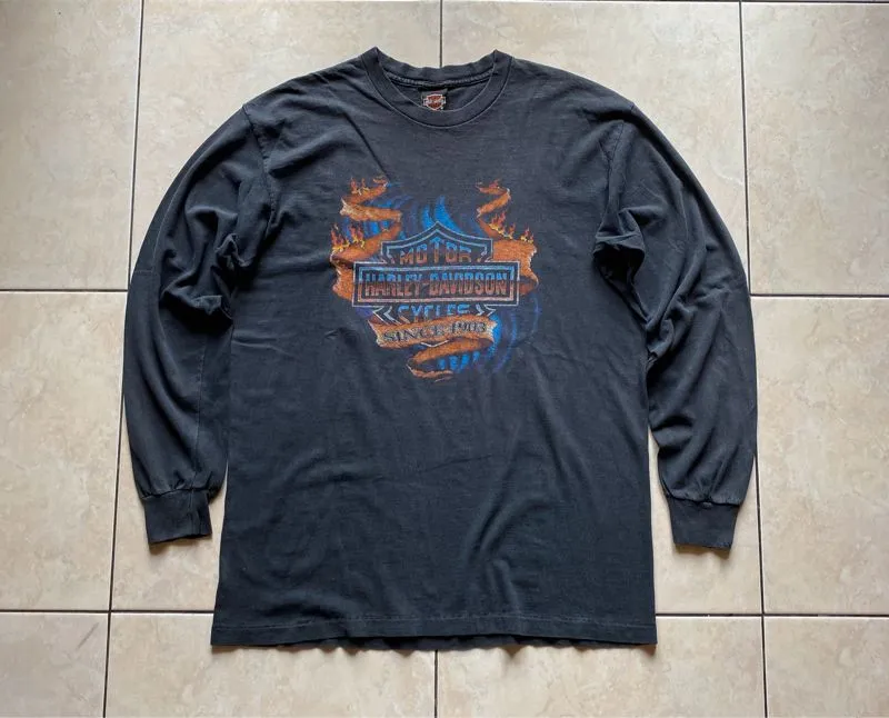 Harley Davidson Vintage Grunge T-shirt Pria black photo 1