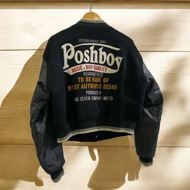 Poshboy Vintage Streetwear Leather jacket Pria black photo 1