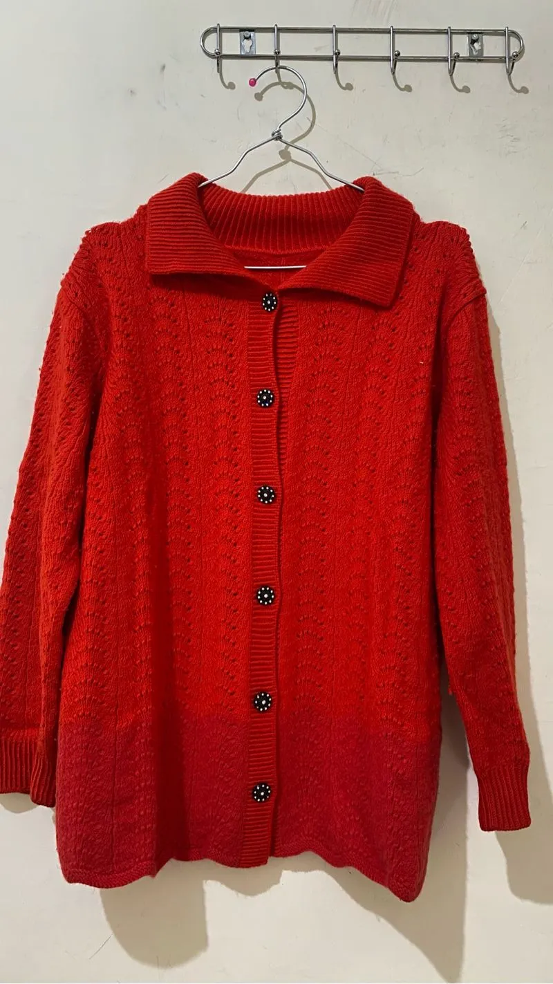 Vintage Streetwear Cardigan Wanita red photo 1
