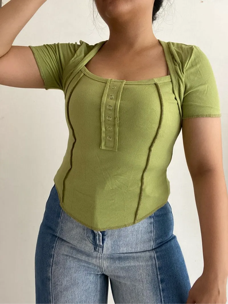 Y2K Shirt Wanita green photo 1