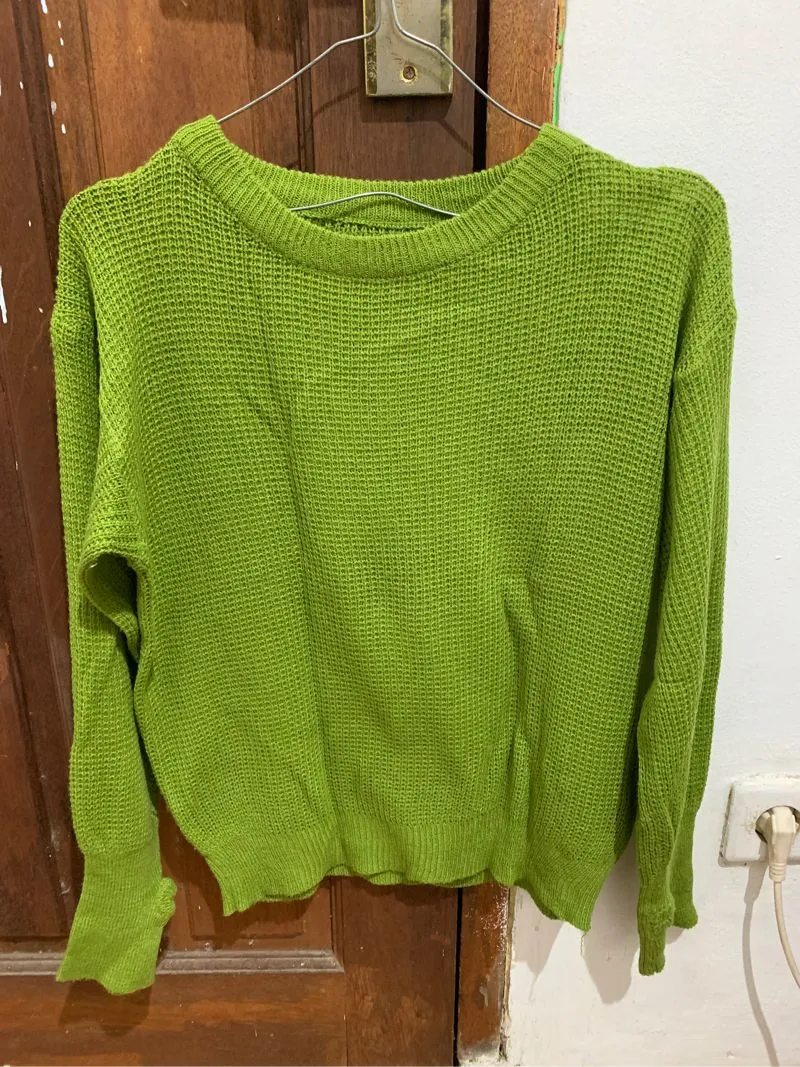 Casual Sweatshirt Wanita green photo 1