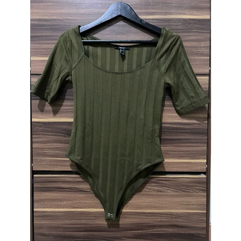 Streetwear Casual Bodysuit Wanita white brown photo 1