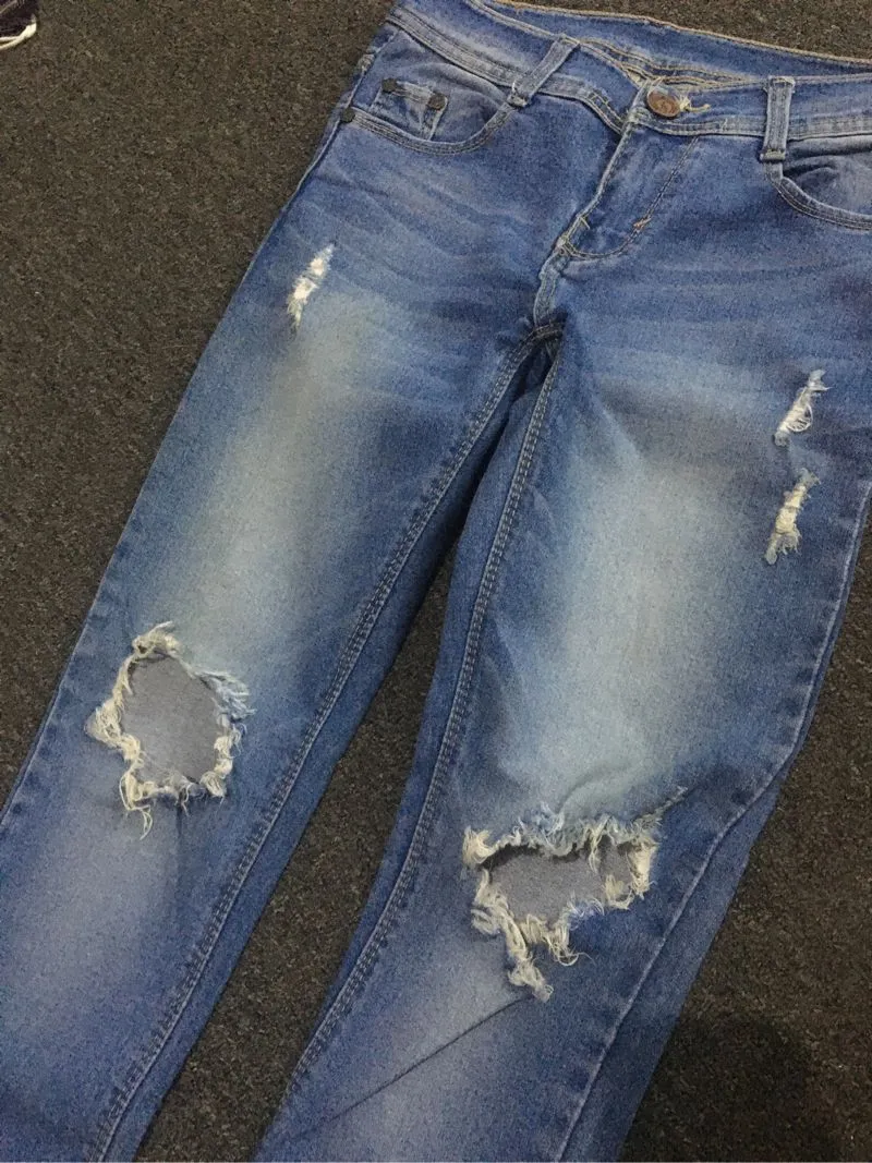 Biker Casual Ripped jeans Wanita multicolor photo 1