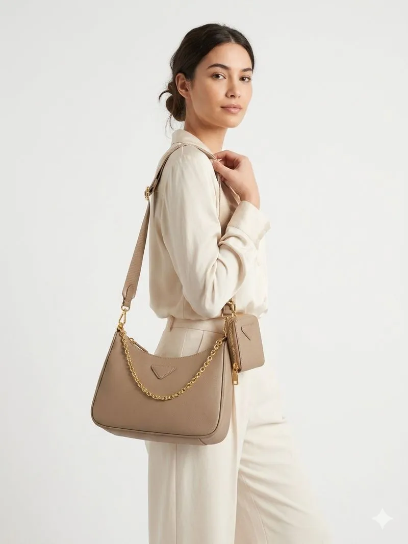 Casual Crossbody Bag Wanita cream photo 1