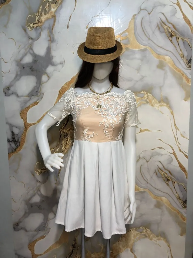 Luxury Lolita Evening dress Wanita white tan photo 1