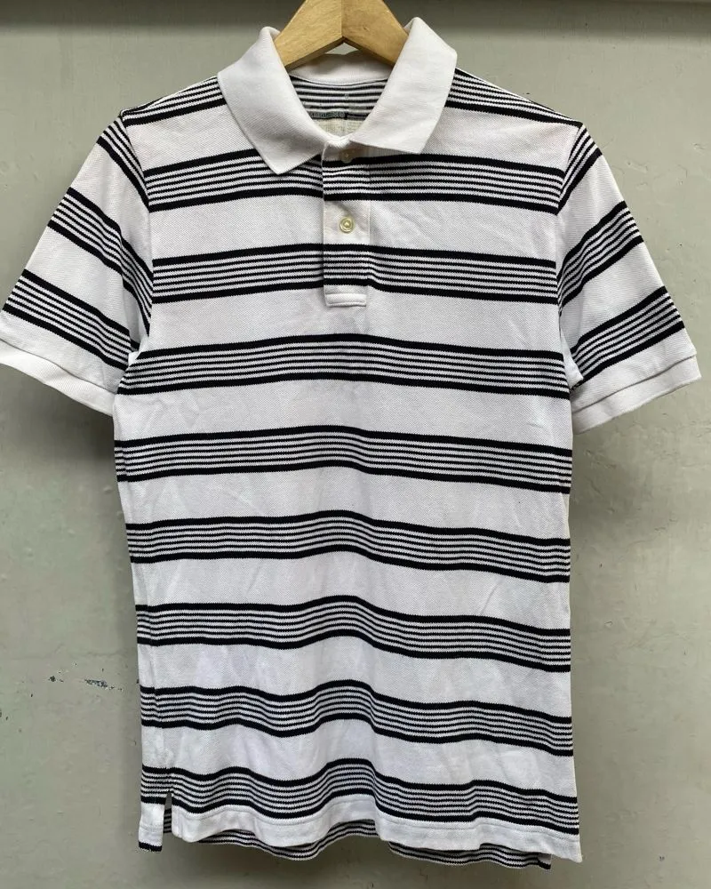 Muji Vintage Casual Polo shirt Pria white black photo 1