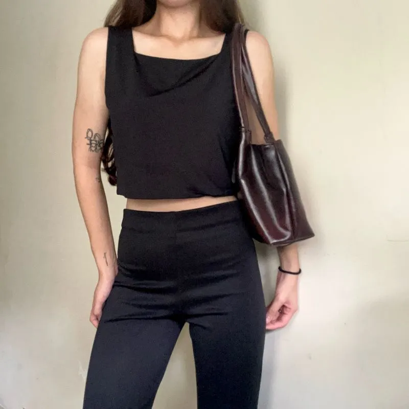 Streetwear Minimalist Flare pants Wanita black photo 1