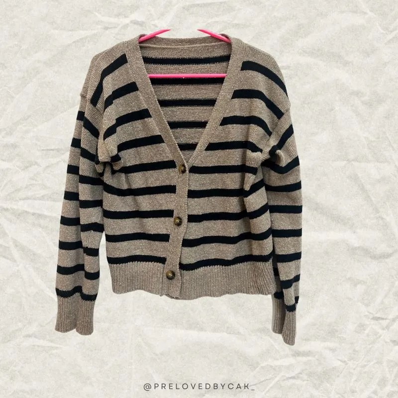 Minimalist Casual Cardigan Wanita brown black photo 1