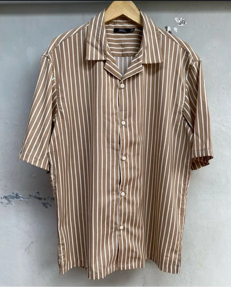 Spao Vintage Casual Casual shirt Pria white tan photo 1