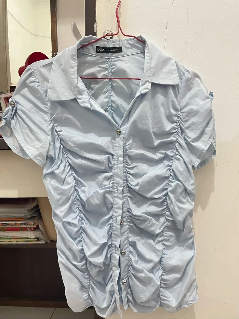 Minimalist Casual Shirt Wanita blue photo 1