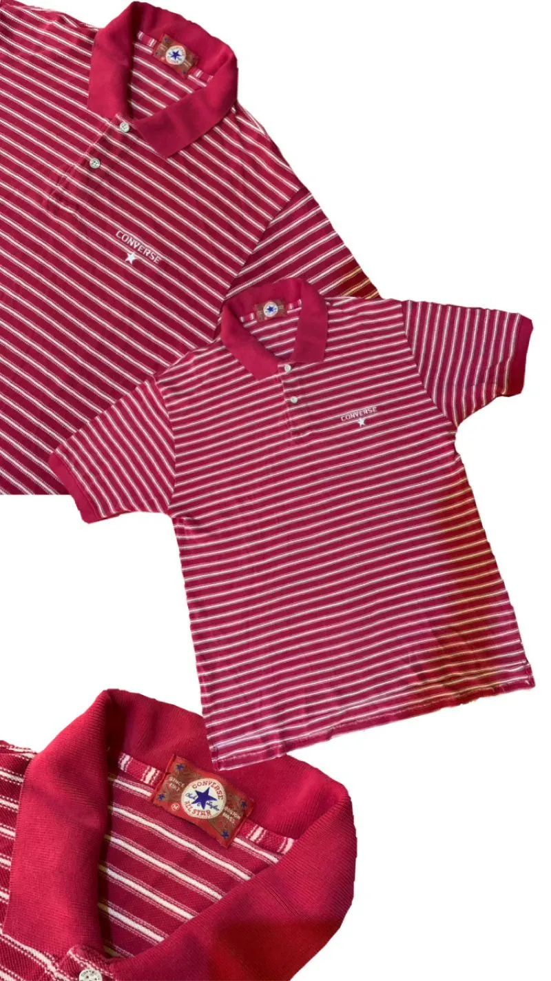 Converse Vintage Streetwear Polo shirt Pria white red photo 1