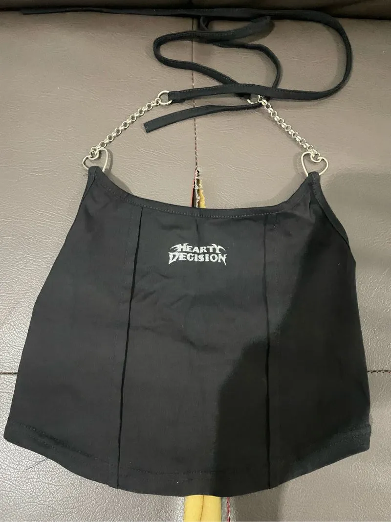 Y2K Crop top Wanita black photo 1