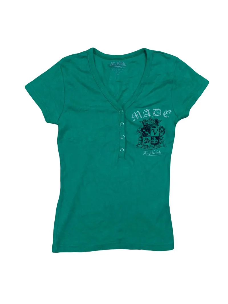 Von Dutch Streetwear Y2K T-shirt Wanita gold green photo 1