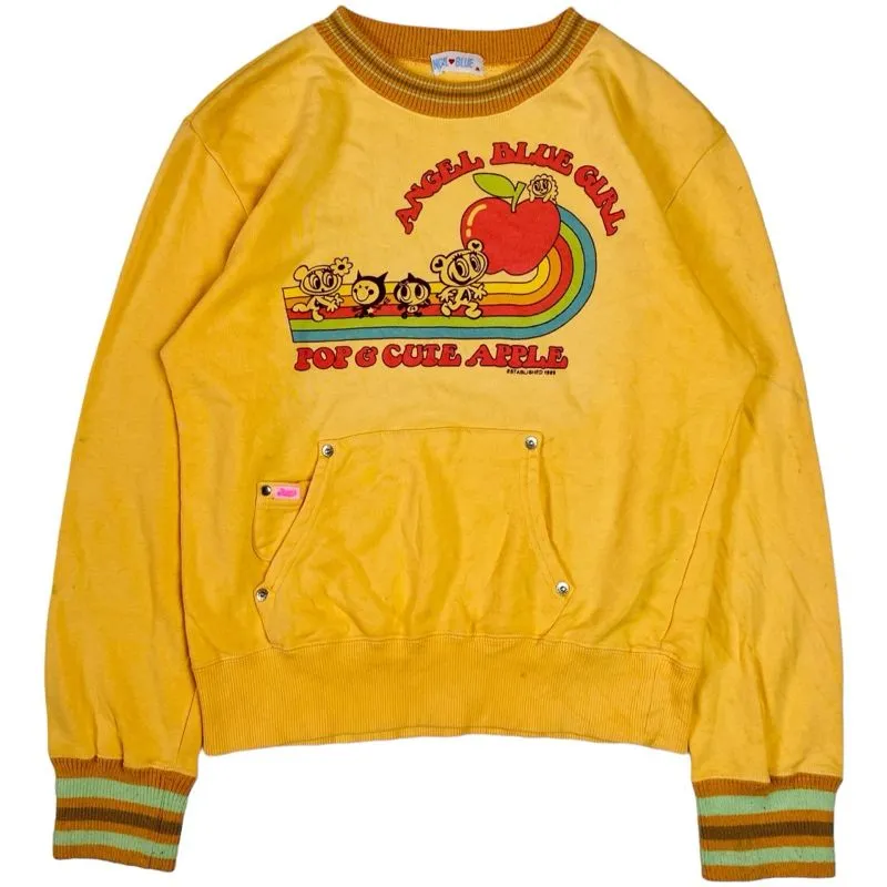 Angel Blue Vintage Y2K Sweatshirt Wanita yellow photo 1