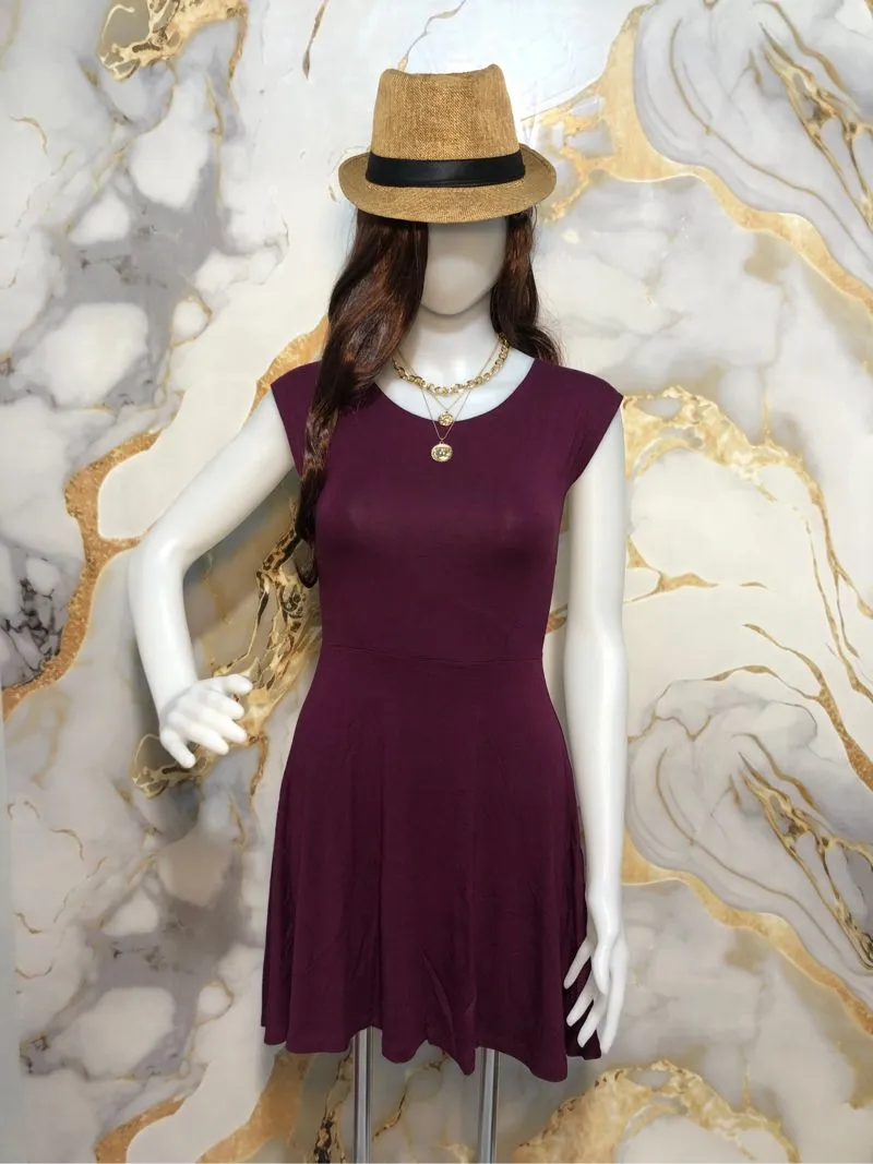 Minimalist Casual Casual dress Wanita burgundy photo 1