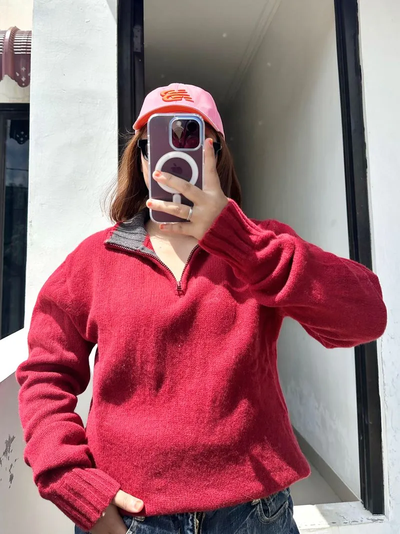 GAP Casual Sweater Pria burgundy red photo 1