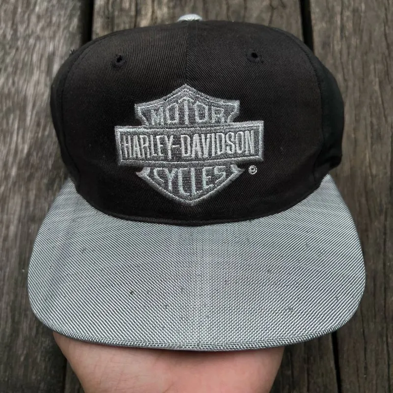 Harley Davidson Vintage Biker Hat Pria black gray photo 1