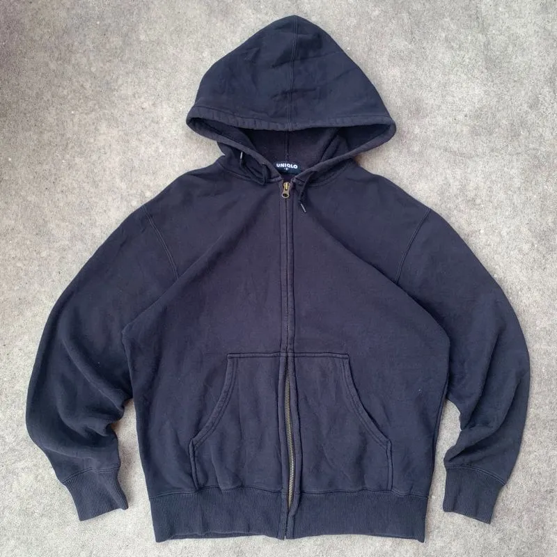 Uniqlo Streetwear Casual Hoody Pria navy photo 1