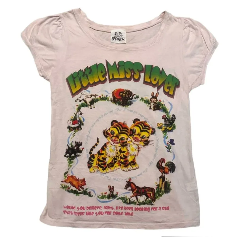 Y2K Coquette Shirt Wanita white pink photo 1