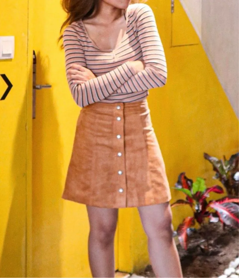 H&M Vintage Mini skirt Wanita brown photo 1