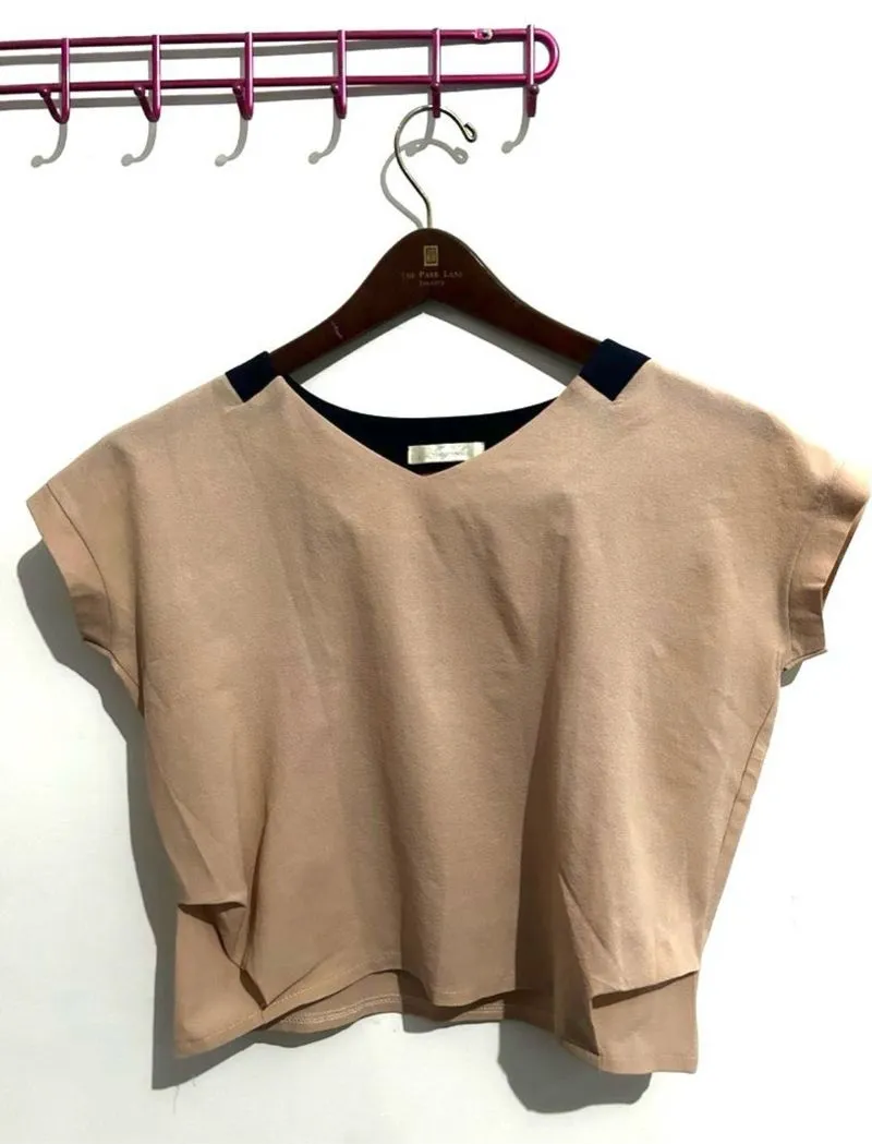 Casual Crop top Wanita tan photo 1