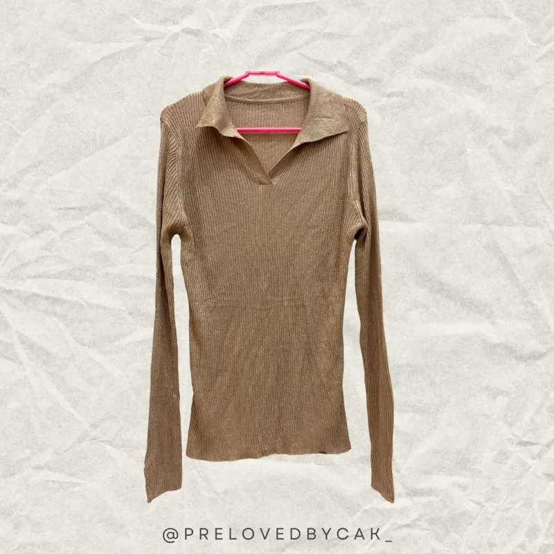 Minimalist Casual Sweater Wanita brown photo 1