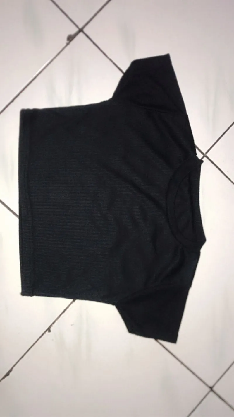 Casual Crop top Wanita white black photo 1