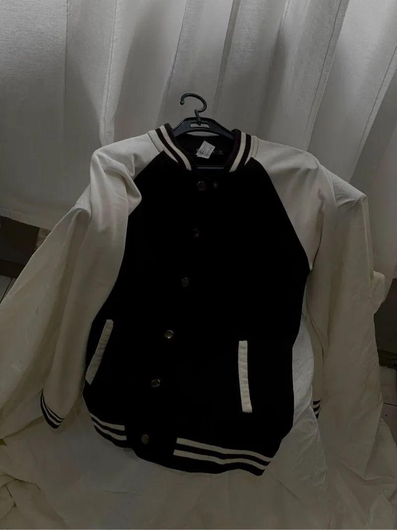 Streetwear Casual Harrington jacket Wanita white black photo 1