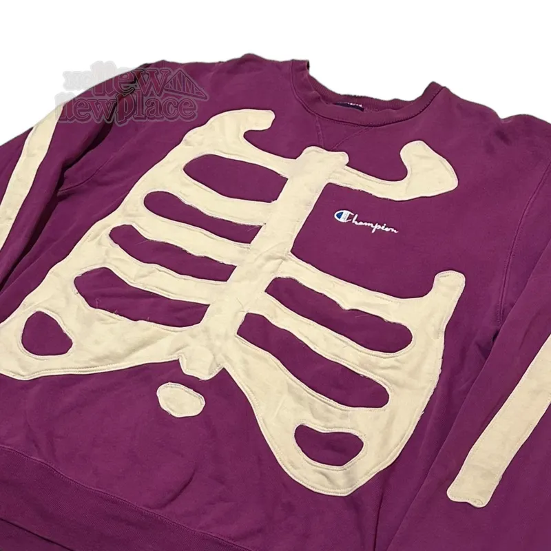 Champion Streetwear Y2K Sweatshirt Pria purple white photo 1