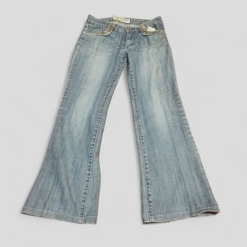 Vintage Streetwear Wide leg jeans Wanita gray blue photo 1
