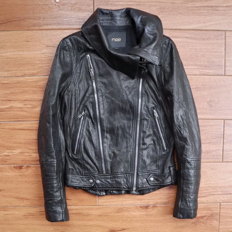 Biker Casual Leather jacket Wanita black photo 1