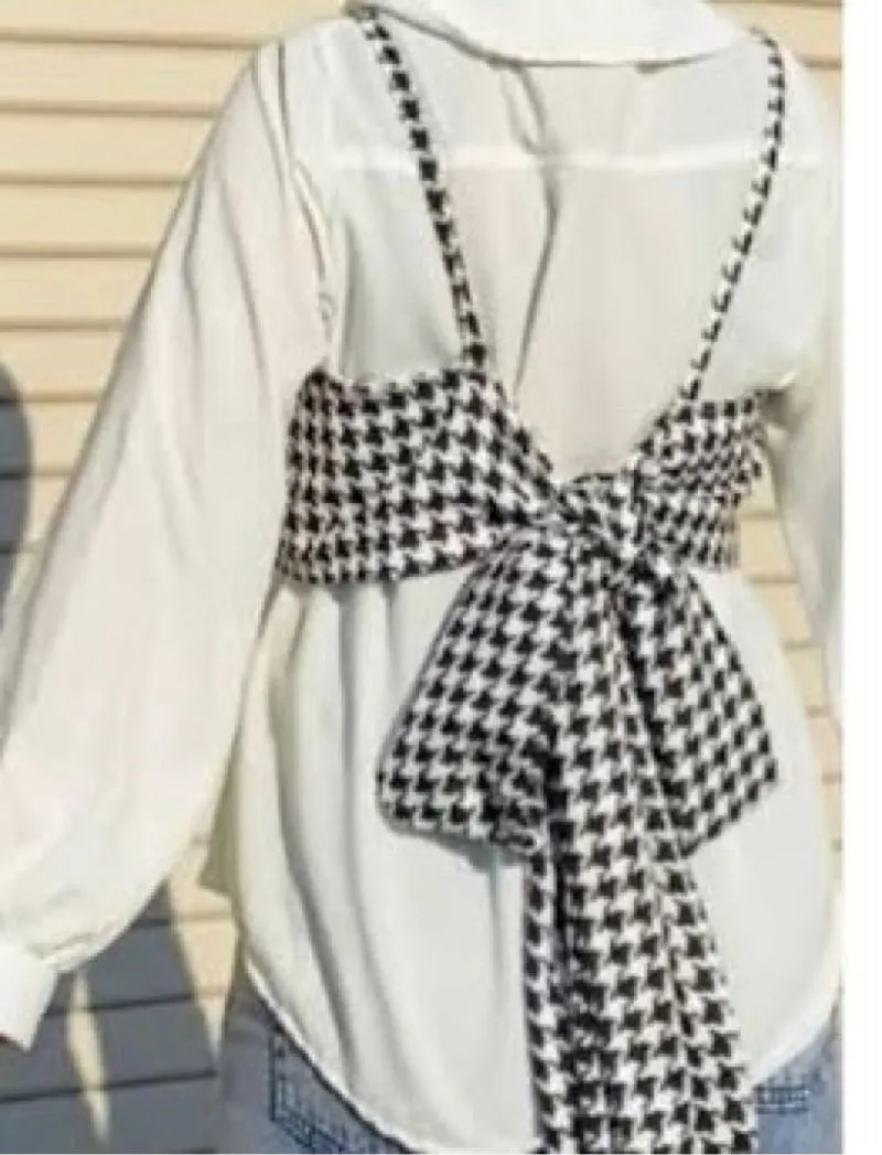 Vintage Coquette Vest Wanita white black photo 1