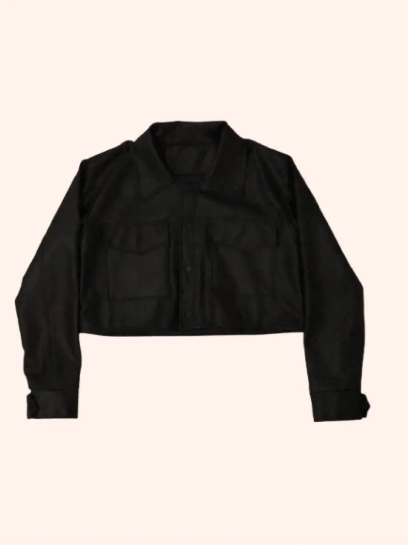 Vintage Y2K Leather jacket Wanita black photo 1