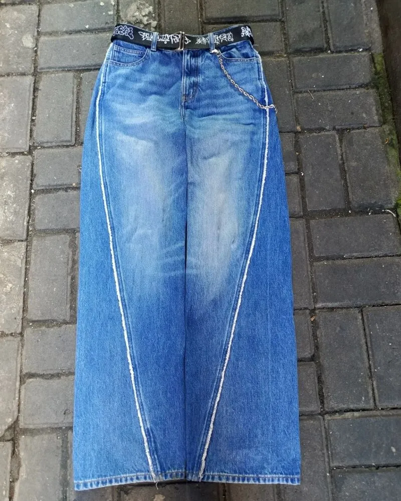 Y2K Casual Jeans Pria navy blue photo 1