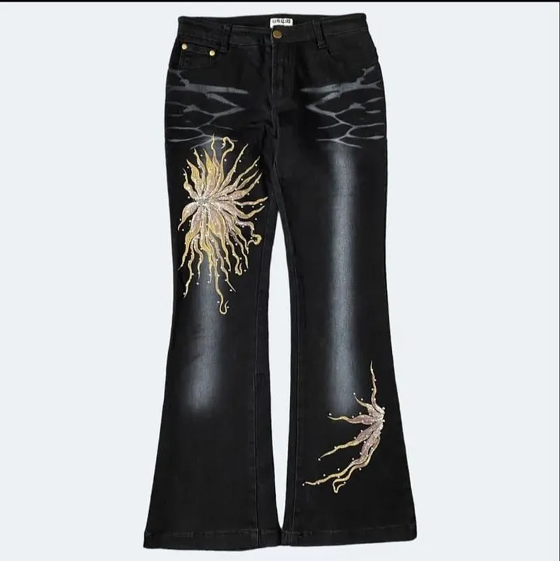 Vintage Grunge Wide leg jeans Wanita black photo 1