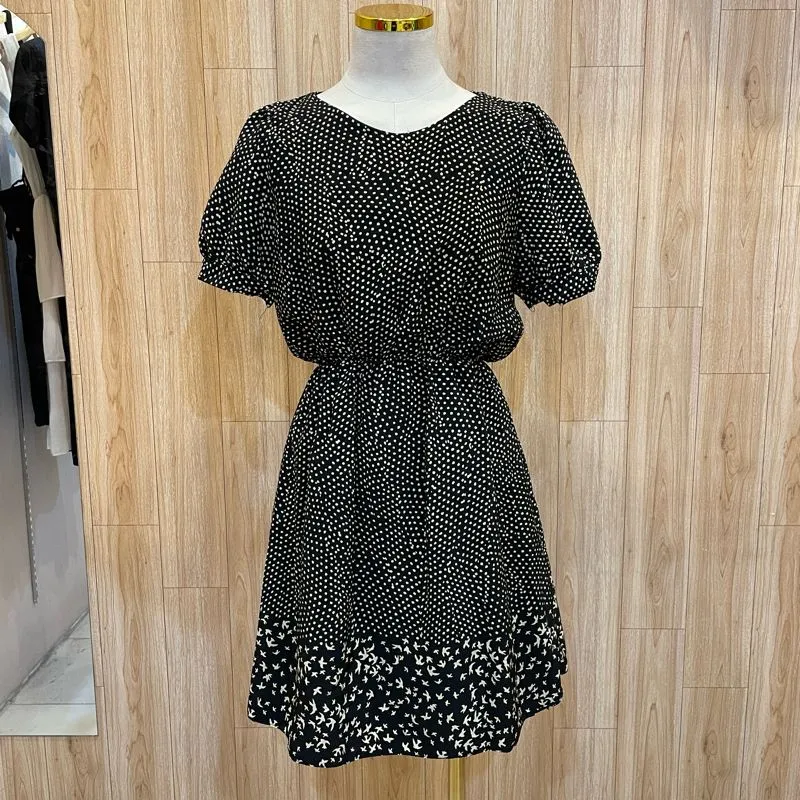 Casual Midi dress Wanita tan black photo 1