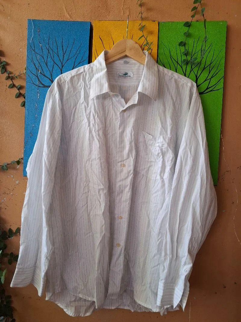 Crocodile Minimalist Casual Formal shirt Pria white photo 1
