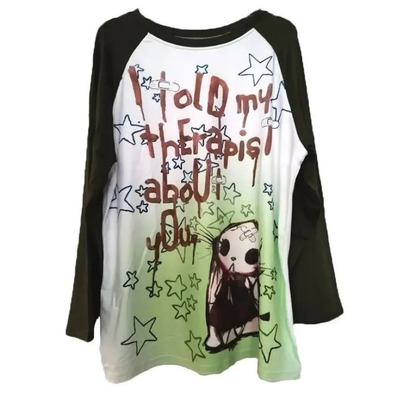Grunge Skater T-shirt Wanita white green photo 1