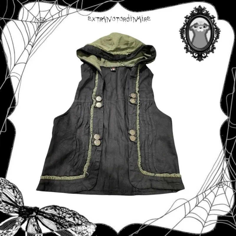 Vintage Streetwear Vest Wanita green black photo 1