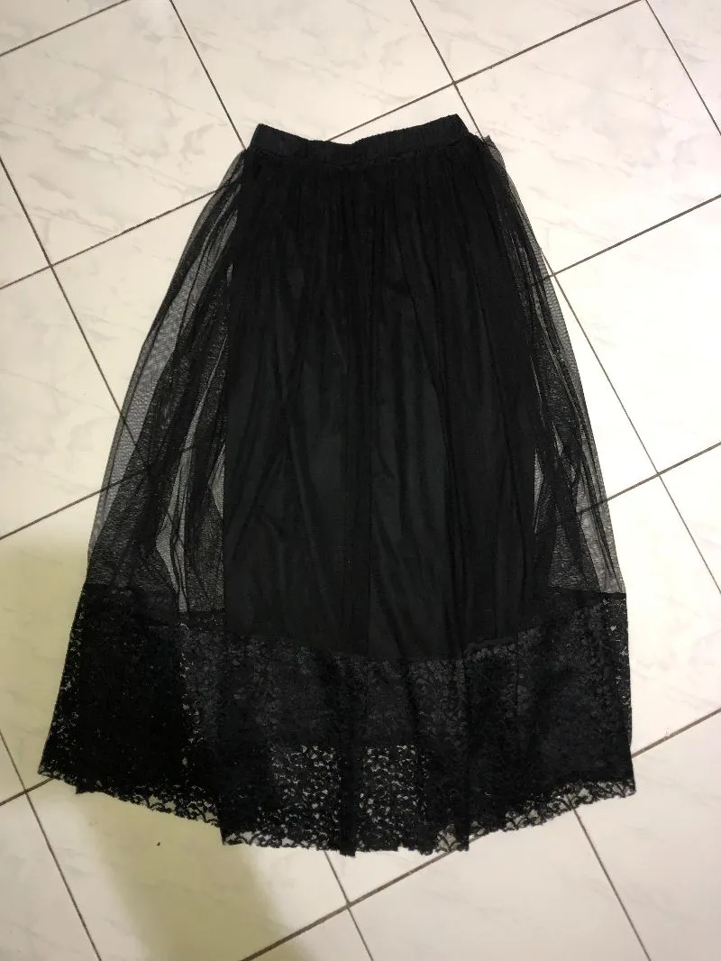 Goth Coquette Maxi skirt Wanita black photo 1