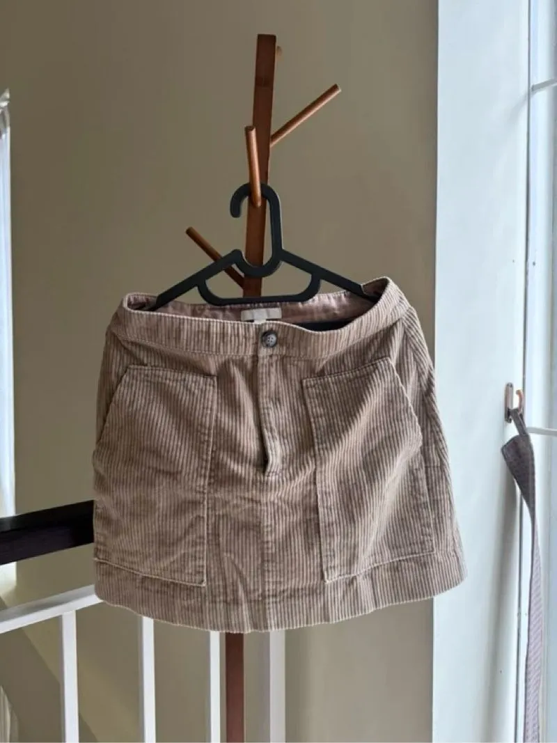 H&M Y2K Casual Mini skirt Wanita tan brown photo 1